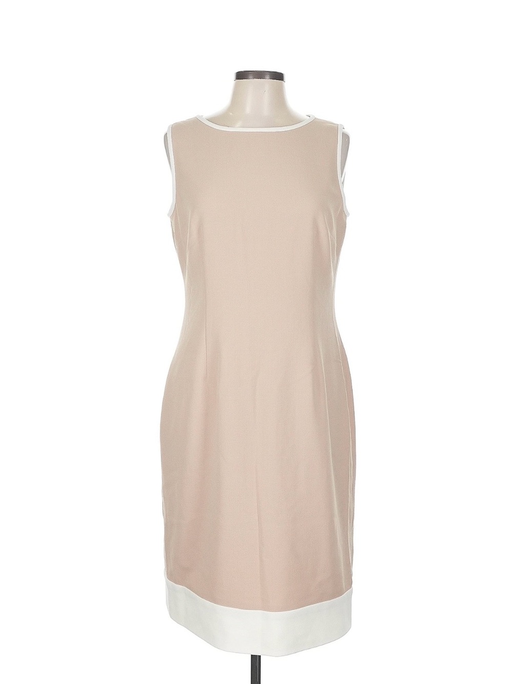 Preston & York Taupe Shift Dress with White Trim